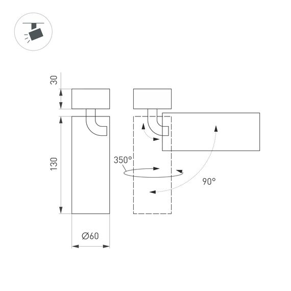 Arlight 052347 Светильник SP-GABI-SURFACE-FLAP-R60-12W Day4000 (WH, 60 deg, 230V) (Arlight, IP40 Металл, 5 лет) 052347, изображение 6