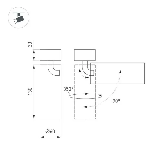 Arlight 049927 Светильник SP-GABI-SURFACE-FLAP-R60-12W Warm3000 (BK, 36 deg, 230V) (Arlight, IP40 Металл, 5 лет) 049927, изображение 5