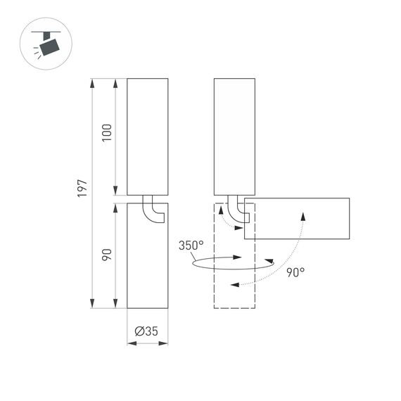 Arlight 049914 Светильник SP-NUANCE-SURFACE-FLAP-R35-7W Warm3000 (WH, 36 deg, 230V) (Arlight, IP40 Металл, 5 лет) 049914, изображение 4