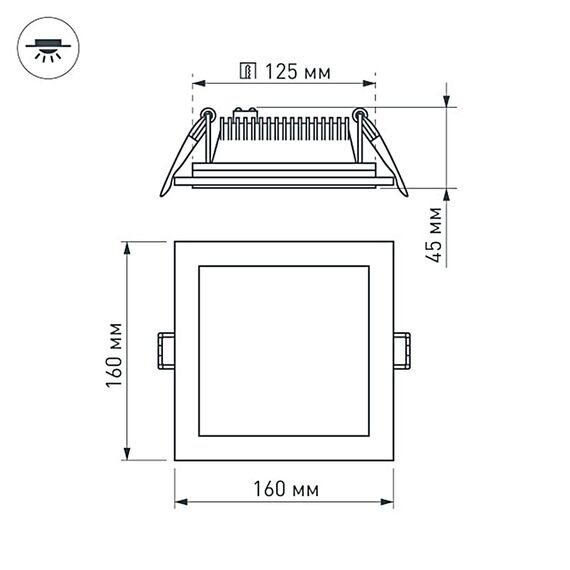 Arlight 015562 Светодиодная панель LT-S160x160WH 12W Warm White 120deg (Arlight, IP40 Металл, 3 года) 015562, изображение 9