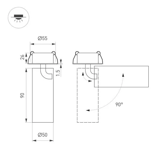 Arlight 052354 Светильник SP-GABI-BUILT-FLAP-R50-9W Warm3000 (BK, 60 deg, 230V) (Arlight, IP40 Металл, 5 лет) 052354, изображение 6