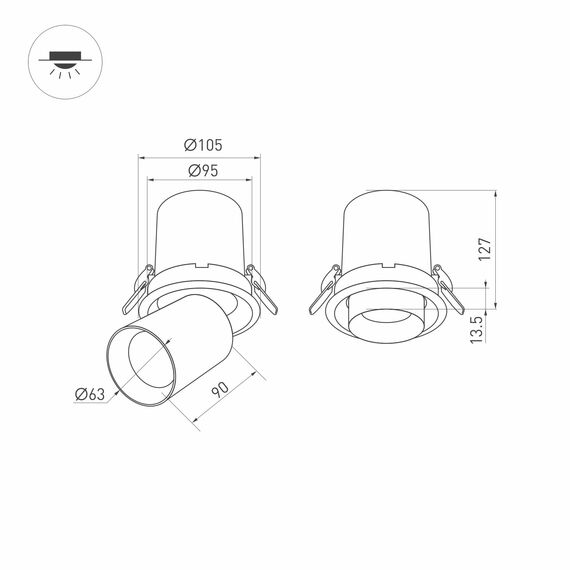 Arlight 031365 Светильник LTD-PULL-R100-10W Warm3000 (WH, 24 deg, 230V) (Arlight, IP20 Металл, 5 лет) 031365, изображение 15
