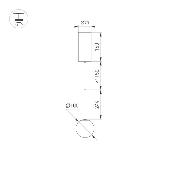 Arlight 036507 Светильник SP-BEADS-HANG-T-R100-8W Day4000 (BK-GD, 180 deg, 230V) (Arlight, IP20 Металл, 5 лет) 036507, изображение 10