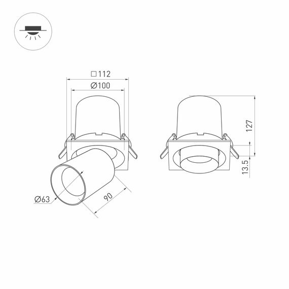 Arlight 031367 Светильник LTD-PULL-S110x110-10W Day4000 (WH, 24 deg, 230V) (Arlight, IP20 Металл, 5 лет) 031367, изображение 15