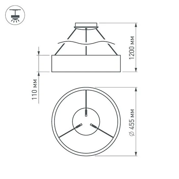 Arlight 022146(1) Светильник SP-TOR-RING-HANG-R460-33W Warm3000 (WH, 120 deg) (Arlight, IP20 Металл, 3 года) 022146(1), изображение 9