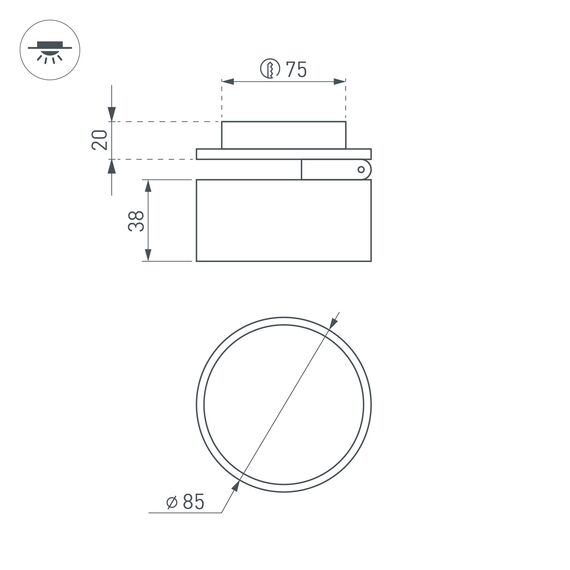 Arlight 045776 Светильник LGD-POT-BUILT-R85-12W Warm3000 (BK, 100 deg, 230V) (Arlight, IP44 Металл, 5 лет) 045776, изображение 6