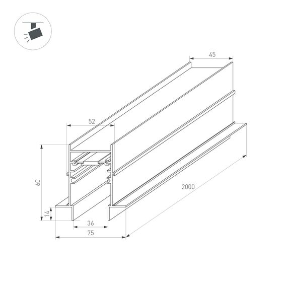 Arlight 034679 Трек встраиваемый MAG-TRACK-4560-FDW-2000 (BK) (Arlight, IP20 Металл, 3 года) 034679, изображение 8