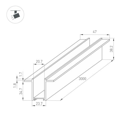 Arlight 033245 Трек встраиваемый MAG-TRACK-2538-F-3000 (BK) (Arlight, IP20 Металл, 3 года) 033245, изображение 10