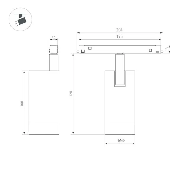 Arlight 050134 Светильник MAG-ORIENT-SPOT-R45-12W Day4000 (BK, 50 deg, 48V) (Arlight, IP20 Металл, 5 лет) 050134, изображение 6