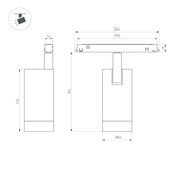 Arlight 033627 Светильник MAG-ORIENT-SPOT-R65-20W Warm3000 (BK, 24 deg, 48V) (Arlight, IP20 Металл, 5 лет) 033627, изображение 5