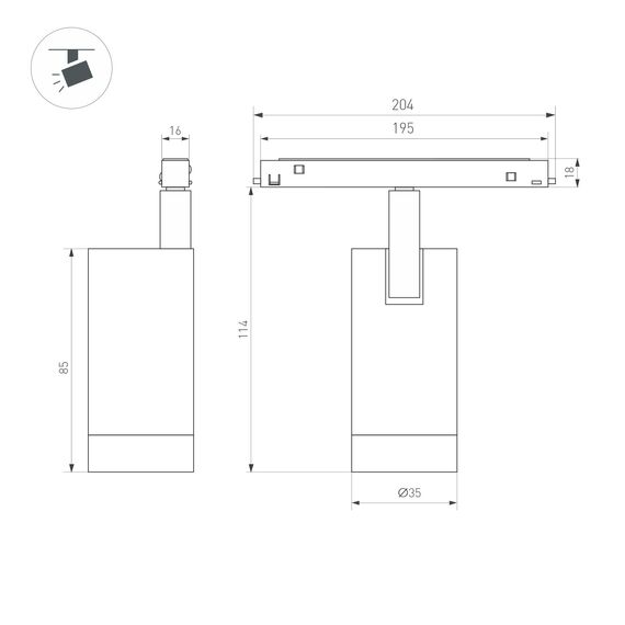 Arlight 033621 Светильник MAG-ORIENT-SPOT-R35-6W Warm3000 (BK, 24 deg, 48V) (Arlight, IP20 Металл, 5 лет) 033621, изображение 5