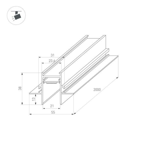 Arlight 033460 Трек встраиваемый MAG-TRACK-2538-FDW-2000 (BK) (Arlight, IP20 Металл, 3 года) 033460, изображение 9