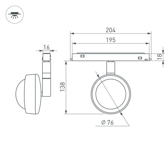 Arlight 048331 Светильник MAG-ORIENT-SUNSET-R76-6W Day4000-MIX (BK, 70 deg, 48V, TUYA) (Arlight, IP20 Металл, 5 лет) 048331, изображение 15
