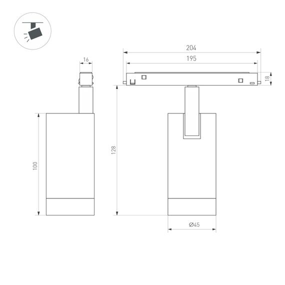 Arlight 033827 Светильник MAG-ORIENT-SPOT-R45-12W Warm3000 (BK, 24 deg, 48V, DALI) (Arlight, IP20 Металл, 5 лет) 033827, изображение 5