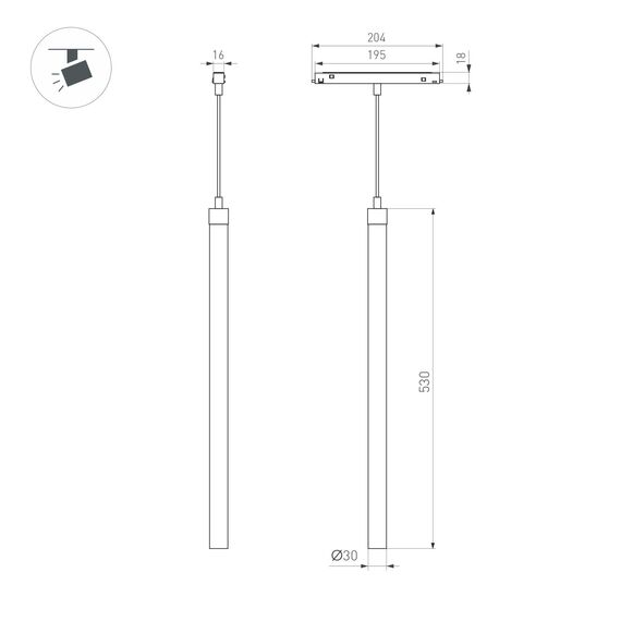 Arlight 041595 Светильник MAG-ORIENT-TUBE-HANG-L500-7W Day4000 (BK, 360 deg, 48V) (Arlight, IP20 Металл, 3 года) 041595, изображение 12