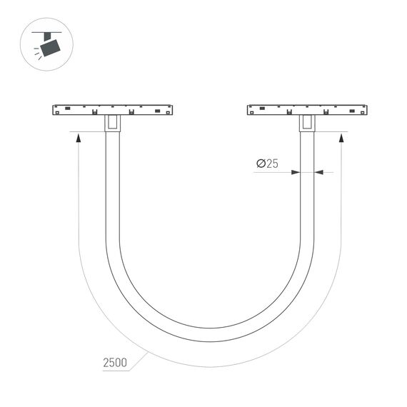 Arlight 044329 Светильник MAG-ORIENT-TUBE-ELASTIC-R25-L2500-35W Warm3000 (BK, 360 deg, 48V) (Arlight, IP20 Металл, 3 года) 044329, изображение 7
