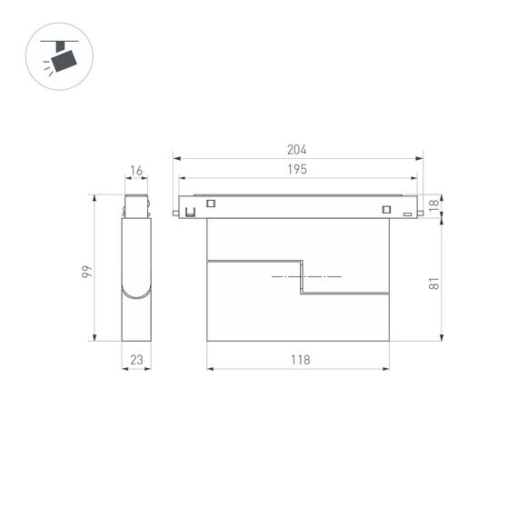 Arlight 034660(1) Светильник MAG-ORIENT-FLAT-FOLD-S195-6W Warm3000 (BK, 80 deg, 48V, DALI) (Arlight, IP20 Металл, 5 лет) 034660(1), изображение 3