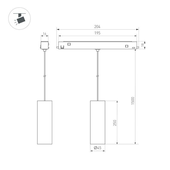 Arlight 035713 Светильник MAG-ORIENT-SPOT-HANG-R45-12W Warm3000 (BK, 24 deg, 48V) (Arlight, IP20 Металл, 5 лет) 035713, изображение 14