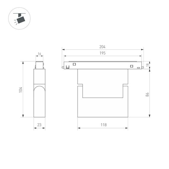 Arlight 034631 Светильник MAG-ORIENT-LASER-FOLD-S195-6W Warm3000 (BK, 30 deg, 48V, DALI) (Arlight, IP20 Металл, 5 лет) 034631, изображение 9