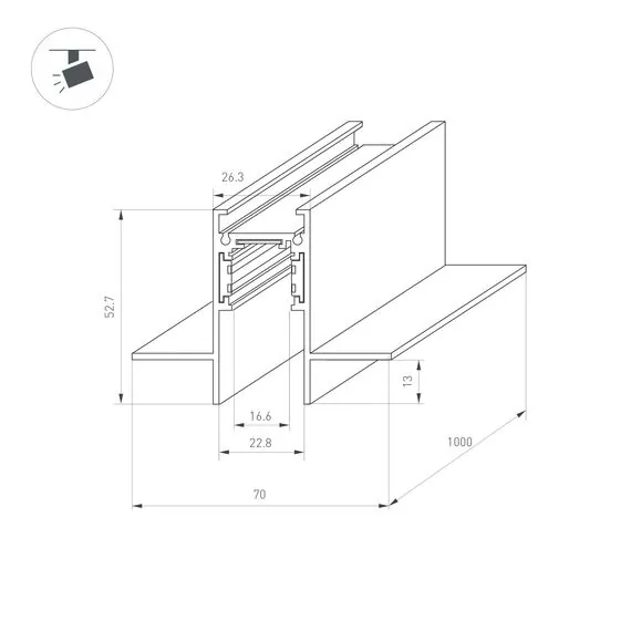 Arlight 041436 Трек встраиваемый MAG-ORIENT-TRACK-2653-FDW-1000 (BK, FLAT) (Arlight, IP20 Металл, 3 года) 041436, изображение 4