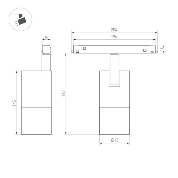 Arlight 047204 Светильник MAG-FLEX-SPOT-ZOOM-R65-15W Warm3000 (BK, 34-60 deg, 48V) (Arlight, IP20 Металл, 5 лет) 047204, изображение 3