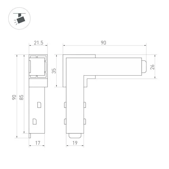 Arlight 036018 Коннектор угловой MAG-ORIENT-CON-L90-POWER (BK) (Arlight, IP20 Пластик, 3 года) 036018, изображение 3