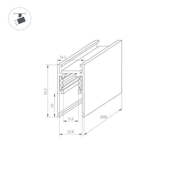 Arlight 033632 Трек MAG-ORIENT-TRACK-2652-2000 (BK) (Arlight, IP20 Металл, 3 года) 033632, изображение 4