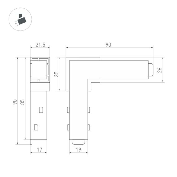 Arlight 036018 Коннектор угловой MAG-ORIENT-CON-L90-POWER (BK) (Arlight, IP20 Пластик, 3 года) 036018, изображение 4
