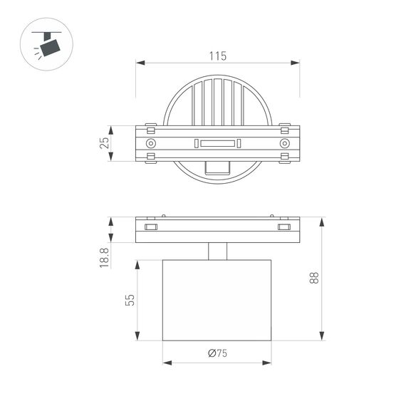 Arlight 044170 Светильник MAG-VIBE-POINT-R75-10W Day4000 (BK, 24 deg, 48V) (Arlight, IP20 Металл, 5 лет) 044170, изображение 3