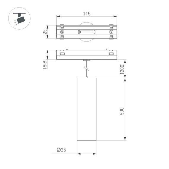 Arlight 044164 Светильник MAG-VIBE-SPOT-HANG-R35-10W Day4000 (BK, 24 deg, 48V) (Arlight, IP20 Металл, 5 лет) 044164, изображение 6