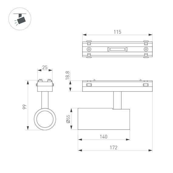 Arlight 044190 Светильник MAG-VIBE-SPOT-R55-18W Day4000-MIX (BK, 24 deg, 48V, TUYA Zigbee) (Arlight, IP20 Металл, 5 лет) 044190, изображение 4