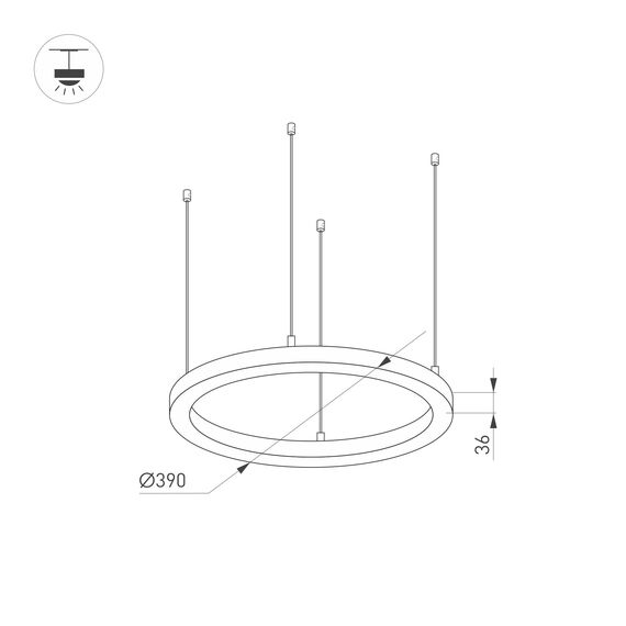 Arlight 037883 Светильник SP-LINE-HANG-ARC-O3535-D350-35W Warm3000 (BLACK, 230V) (Arlight, Металл) 037883, изображение 4