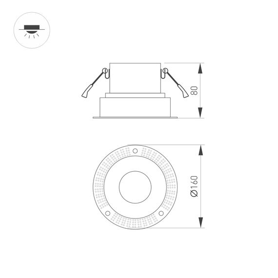 Arlight 031706 Корпус PLURIO-BASE-BUILT-TRIMLESS-R160 (BK, 1-2, 200mA) (Arlight, IP20 Металл, 3 года) 031706, изображение 3