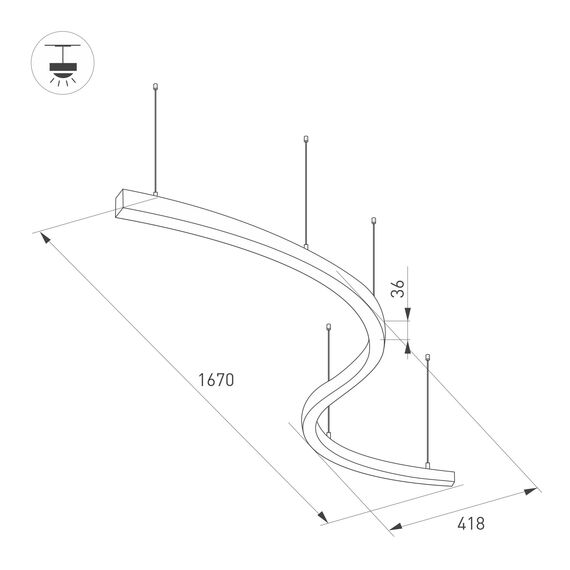 Arlight 034046(1) Светильник SP-LINE-HANG ARC-S3535-D800-65W Day4000 (BLACK, 230V) (Arlight, Металл) 034046(1), изображение 3