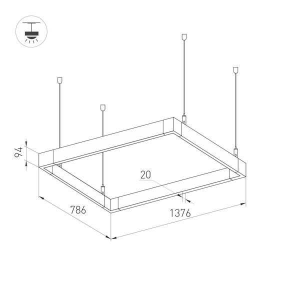 Arlight 032996 Светильник ALT-LINEAIR-RECTANGLE-FLAT-UPDOWN-DIM-1375x785-140W Day4000 (BK, 100 deg, 230V) (Arlight, IP20 Металл, 3 года) 032996, изображение 4