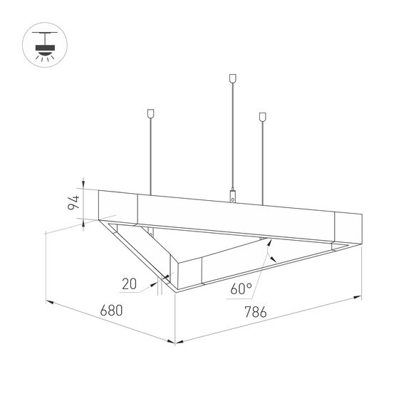 Arlight 032993 Светильник ALT-LINEAIR-TRIANGLE-FLAT-UPDOWN-DIM-785-85W Day4000 (BK, 100 deg, 230V) (Arlight, IP20 Металл, 3 года) 032993, изображение 4