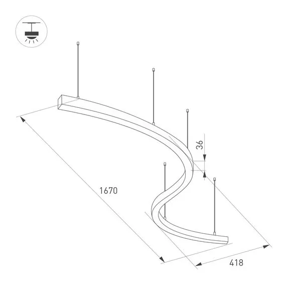 Arlight 034050(1) Светильник SP-LINE-HANG ARC-S3535-D800-65W Day4000 (WHITE, 230V) (Arlight, Металл) 034050(1), изображение 4