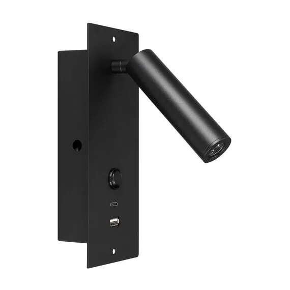 Arlight 046880 Светильник SP-BED-CHARGE-BUILT-S80x230-3W Warm3000 (BK, 20 deg, 230V, USB-A, USB-C) (Arlight, IP20 Металл, 3 года) 046880