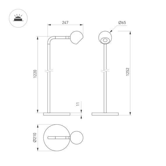Arlight 048166 Светильник SP-OTTORI-FLOOR-6W Warm3000 (BK, 30 deg, 230V) (Arlight, IP20 Металл, 3 года) 048166, изображение 4