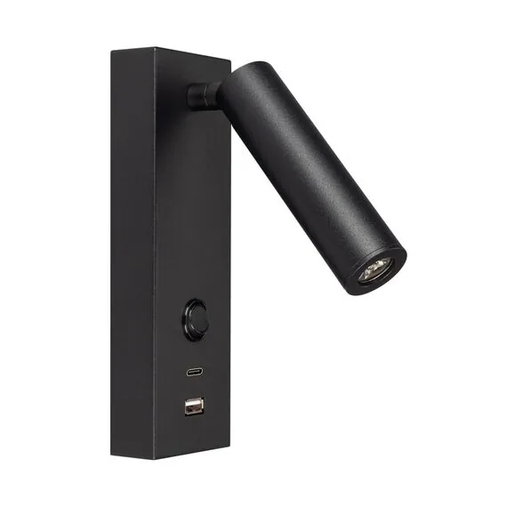 Arlight 029629(1) Светильник SP-BED-CHARGE-S60x125-3W Warm3000 (BK, 20 deg, 230V, USB-A, USB-C) (Arlight, IP20 Металл, 3 года) 029629(1), изображение 2
