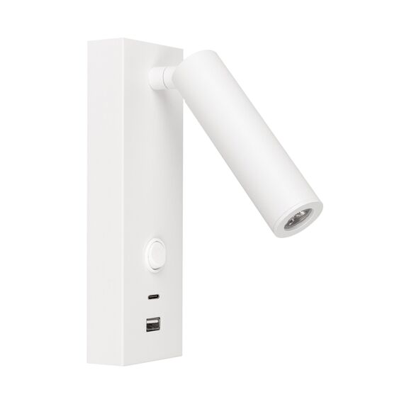 Arlight 031394(1) Светильник SP-BED-CHARGE-S60x125-3W Warm3000 (WH, 20 deg, 230V, USB-A, USB-C) (Arlight, IP20 Металл, 3 года) 031394(1)