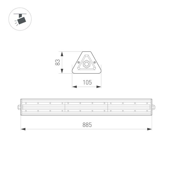 Arlight 052035 Светильник SP-LAGERN-L885-150W Day5000 (WH, 90х110 deg, 230V) (Arlight, IP65 Металл, 5 лет) 052035, изображение 3