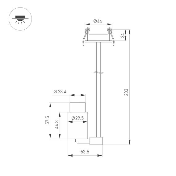 Arlight 049779 Светильник ART-NEMO-BUILT-ZOOM-L205-R29,5-2W Warm3000 (BK, 15-45 deg, 24V) (Arlight, IP20 Металл, 5 лет) 049779, изображение 5