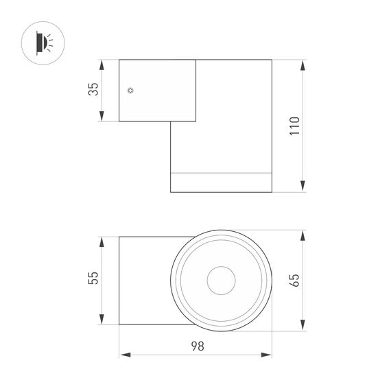 Arlight 049984 Светильник LGD-RAY-WALL-R65-12W Warm3000 (GR, 6 deg, 230V) (Arlight, IP65 Металл, 3 года) 049984, изображение 4