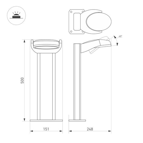 Arlight 029982 Светильник LGD-EYE-BOLL-H500-6W Warm3000 (GR, 117 deg, 230V) (Arlight, IP54 Металл, 3 года) 029982, изображение 12