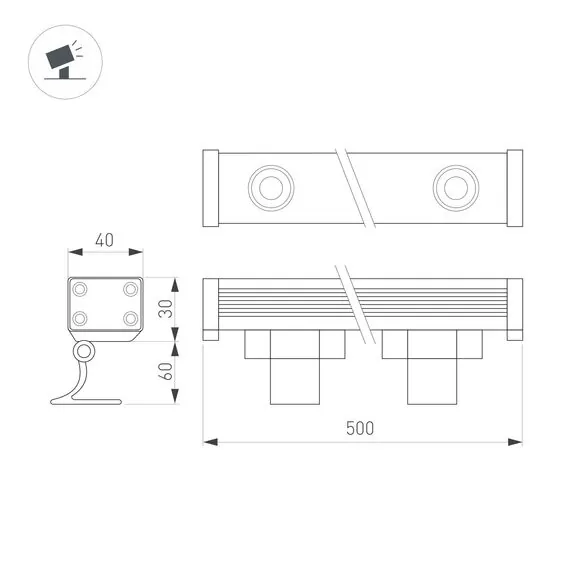 Arlight 037369(1) Линейный прожектор AR-LINE-500-12W Warm (GR, 30 deg, 230V) (Arlight, IP65 Металл, 3 года) 037369(1), изображение 4