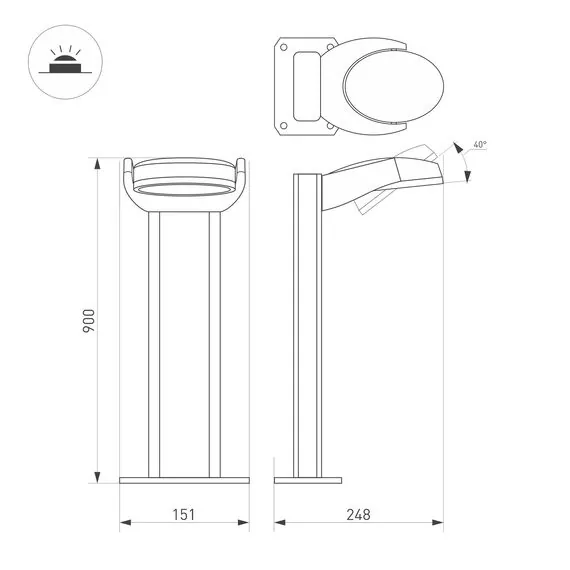 Arlight 029984 Светильник LGD-EYE-BOLL-H900-6W Warm3000 (GR, 117 deg, 230V) (Arlight, IP54 Металл, 3 года) - ! УПАКОВКА СОСТОИТ ИЗ - 1 шт, изображение 11