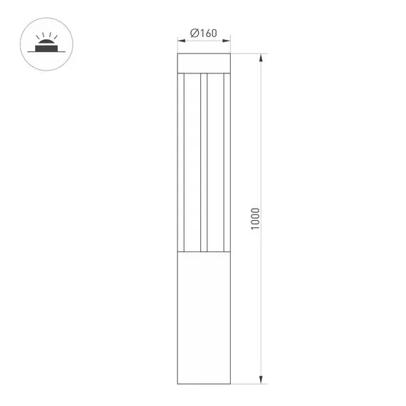 Arlight 047685 Светильник LGD-CASTELLO-BOLL-H1000-20W Warm3500-MIX (GR, 80 deg, 230V) (Arlight, IP65 Металл, 5 лет) 047685, изображение 3