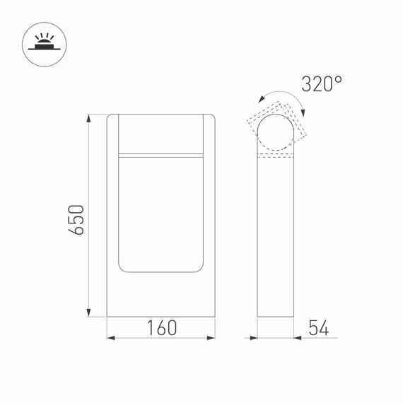 Arlight 029436(1) Светильник LGD-PATH-FRAME-ROTARY-H650-6W Warm3000 (GR, 111 deg, 230V) (Arlight, IP65 Металл, 3 года) 029436(1), изображение 8
