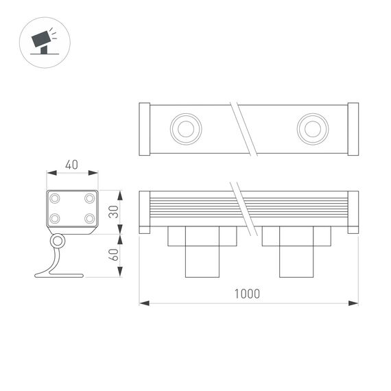 Arlight 024336(1) Линейный прожектор AR-LINE-1000-12W Warm3000 (GR, 30 deg, 230V) (Arlight, IP65 Металл, 3 года) 024336(1), изображение 6